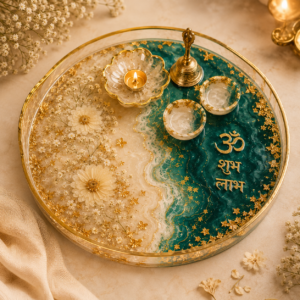 Luxury Handmade Resin pooja Thali- Festive Collection.